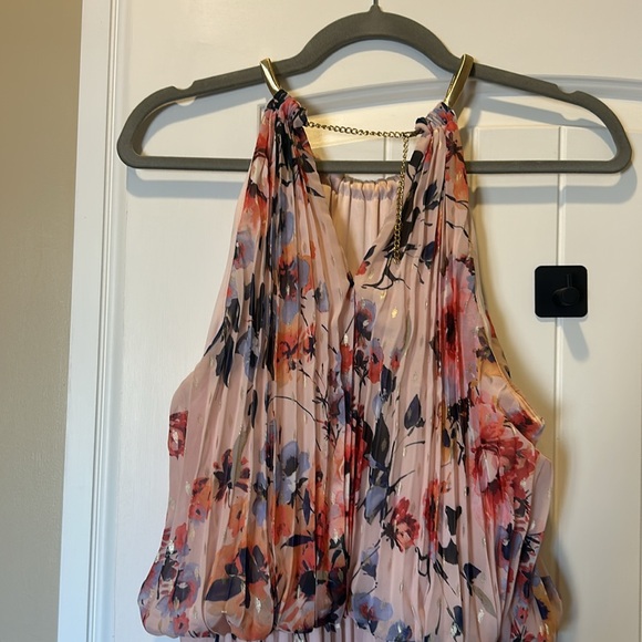 MSK Pink Floral Pleated Maxi Dress - Picture 3 of 7